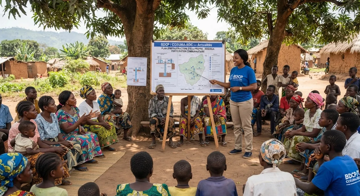 Anciens du village, femmes leaders et jeunes réunis en concertation communautaire.